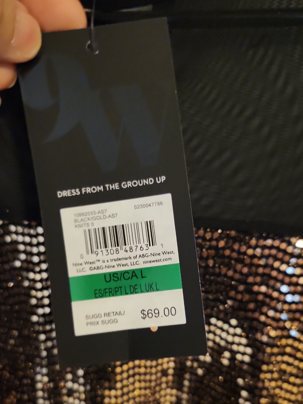 NINE WEST Black Gold BLING Blouse SZ L NWT PTP 23 - Picture 3 of 4